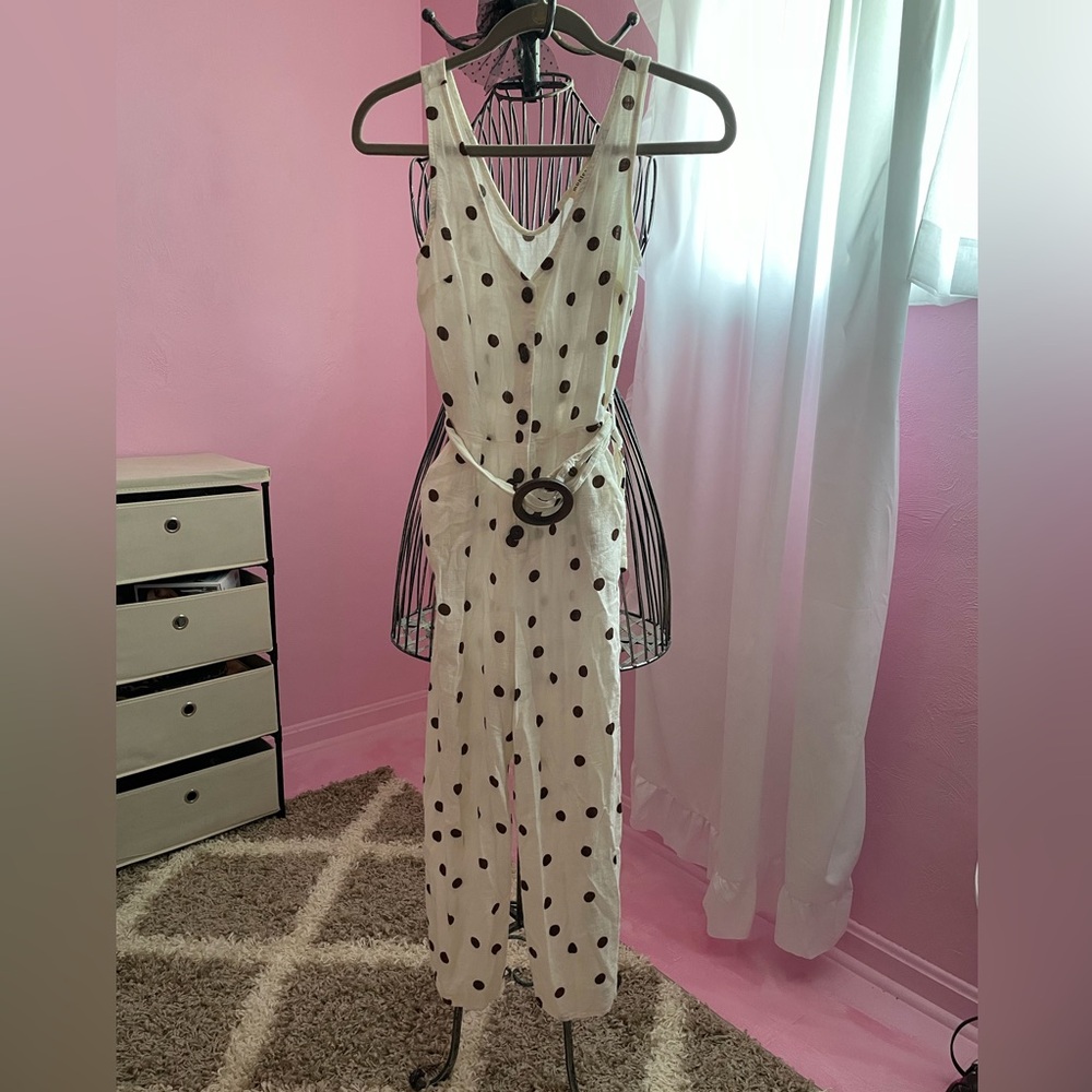 White with brown polka dot jumper